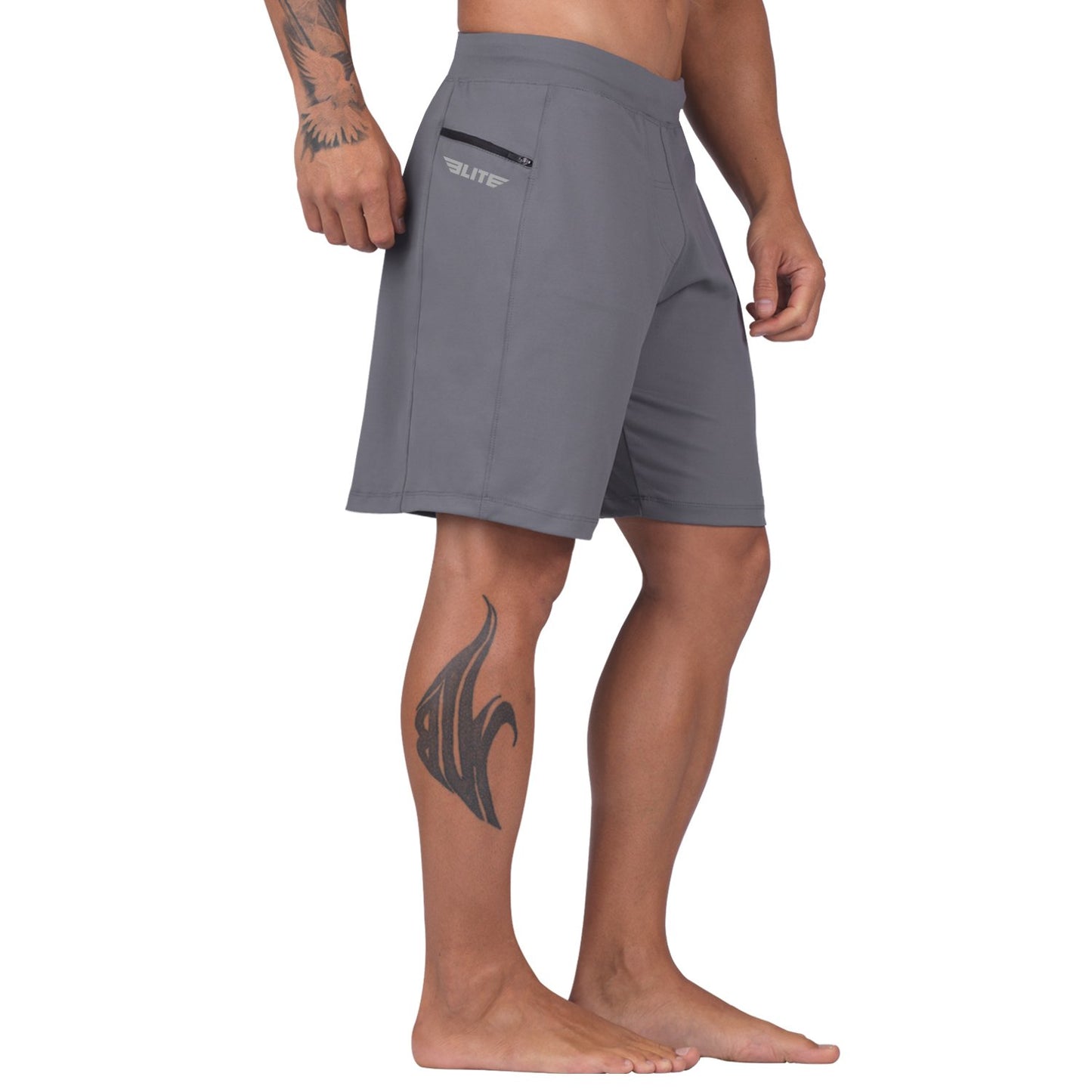 Elite Sports Mens Plain Sublimation Gray Crossfit Shorts